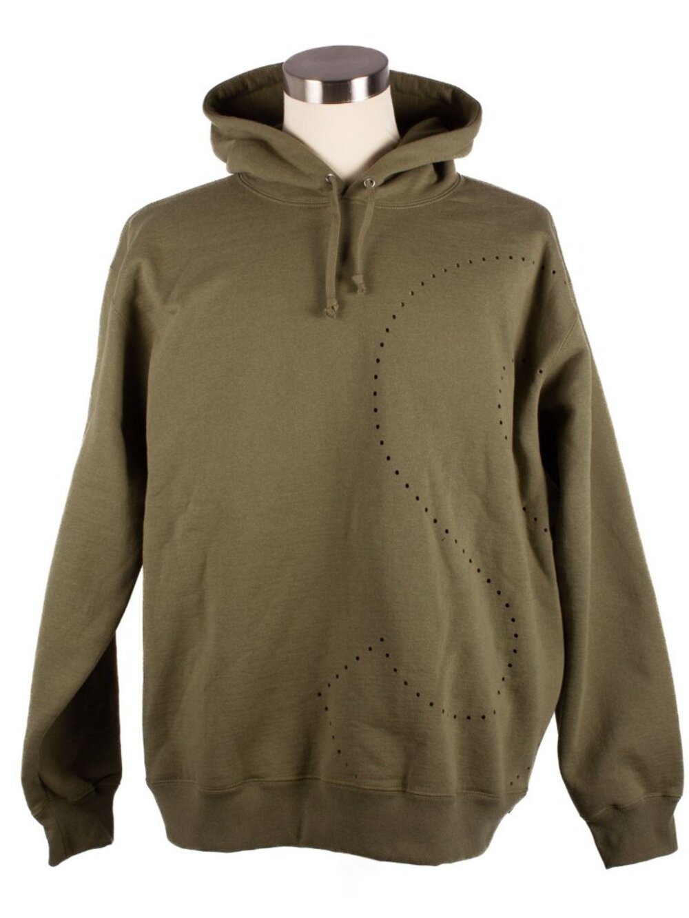 SUPREME LASER CUT S OLIVE HOODED SWEATSHIRT FW21 COTTON HOODIE